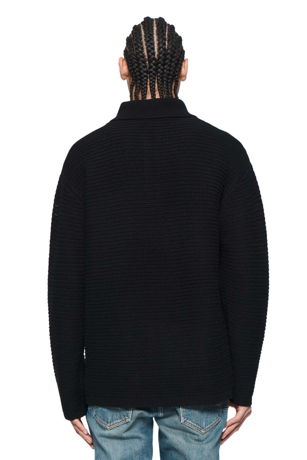 Purple Brand Wordmark Polo Sweater Black