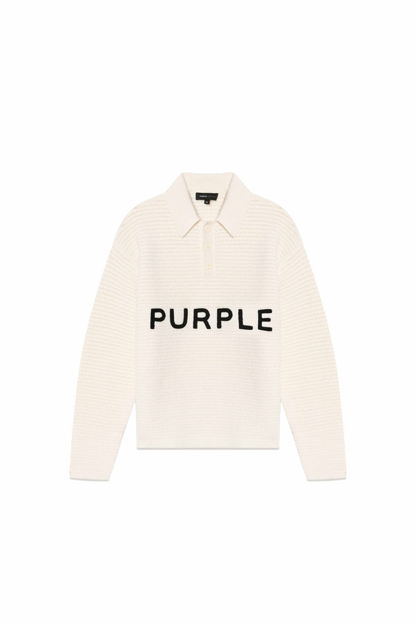 Purple Brand Wordmark Polo Sweater Light Indigo