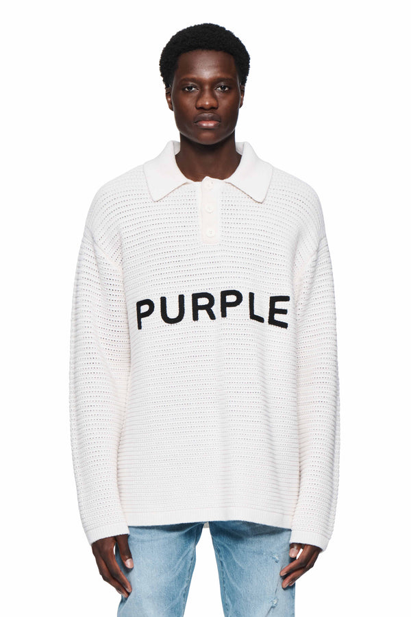 purple brand Wordmark Polo Sweater Light Indigo