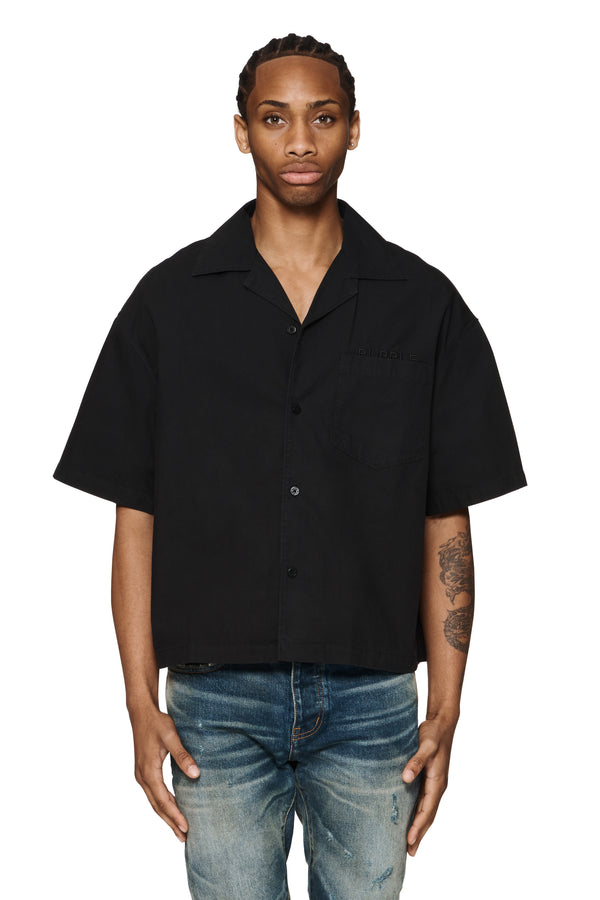 purple brand Wordmark Poplin Shirt Black