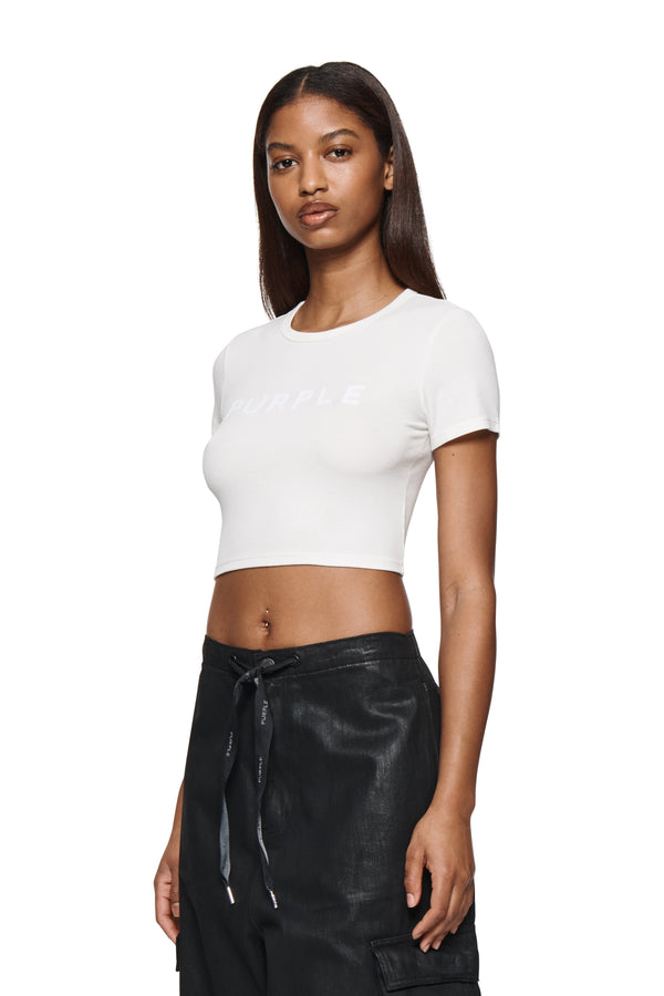 Purple Brand Wordmark Rib Baby Tee White