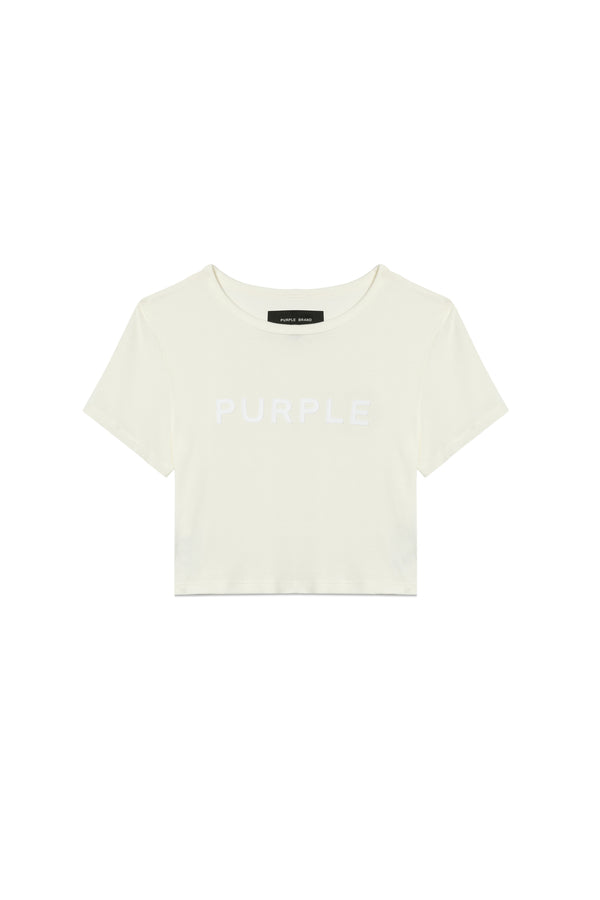 Purple Brand Wordmark Rib Baby Tee White