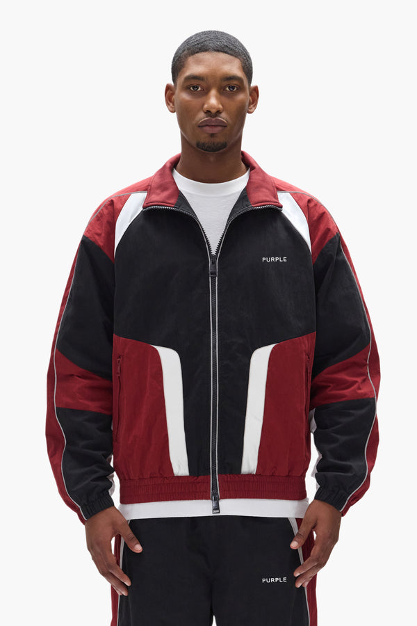 purple brand Wordmark Track Jacket Black & Red