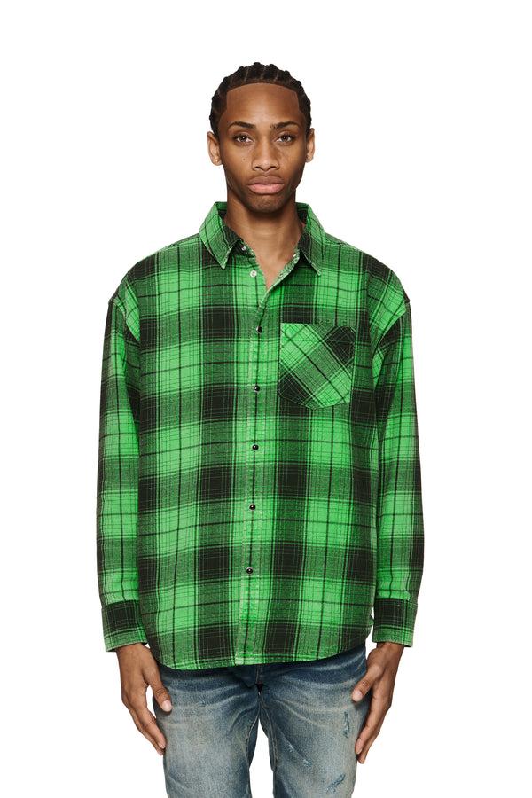 purple brand Wordmark Western Shirt Green