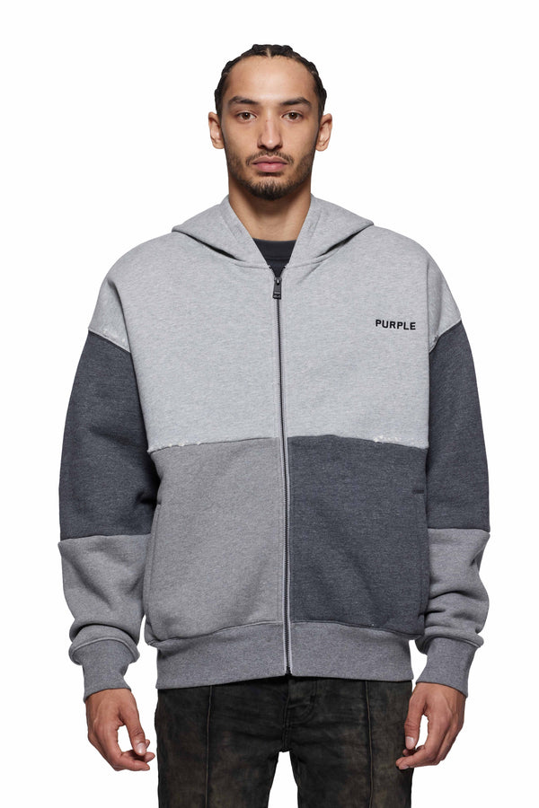 purple brand Wordmark Zip Up Hoodie Gray