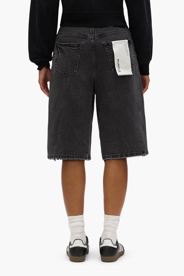 Purple Brand Zip Denim Short Black