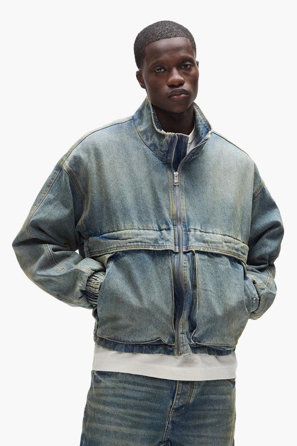 Purple Brand Zip Front Jacket Light Indigo