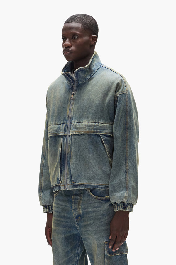 Purple Brand Zip Front Jacket Light Indigo