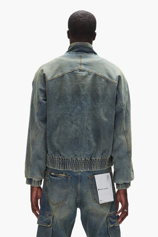 Purple Brand Zip Front Jacket Light Indigo