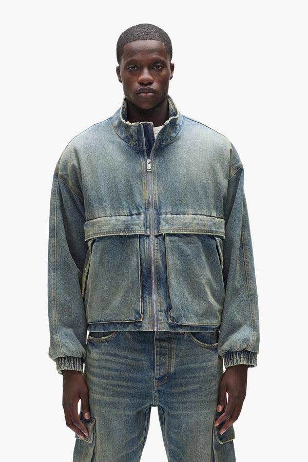 purple brand Zip Front Jacket Light Indigo