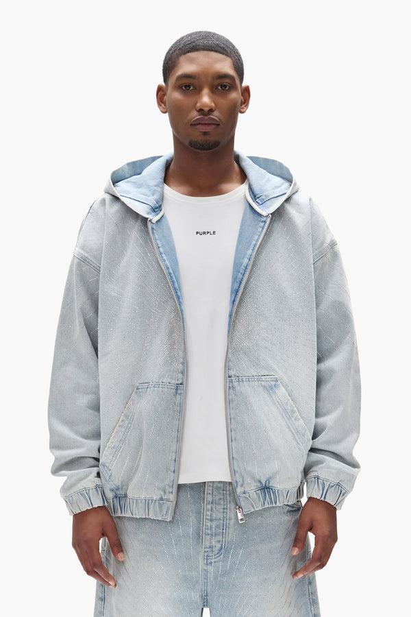 purple brand Radial Hotfix Zip Up Hoodie Light Indigo