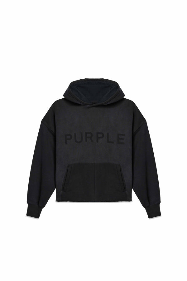 Purple Brand Shadow Wordmark Oversized Hoodie Black