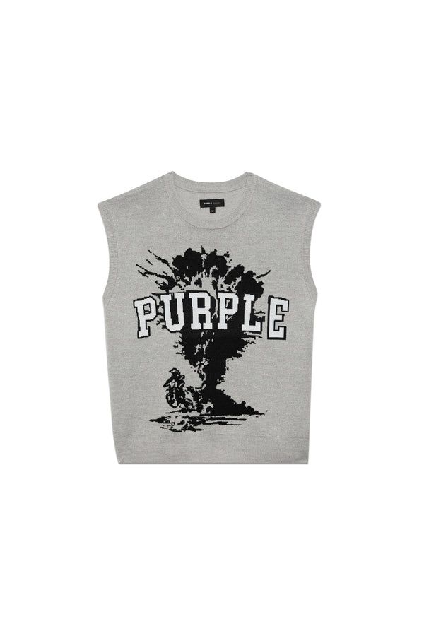 Purple Brand Sky High Wool Sweater Vest Heather Grey