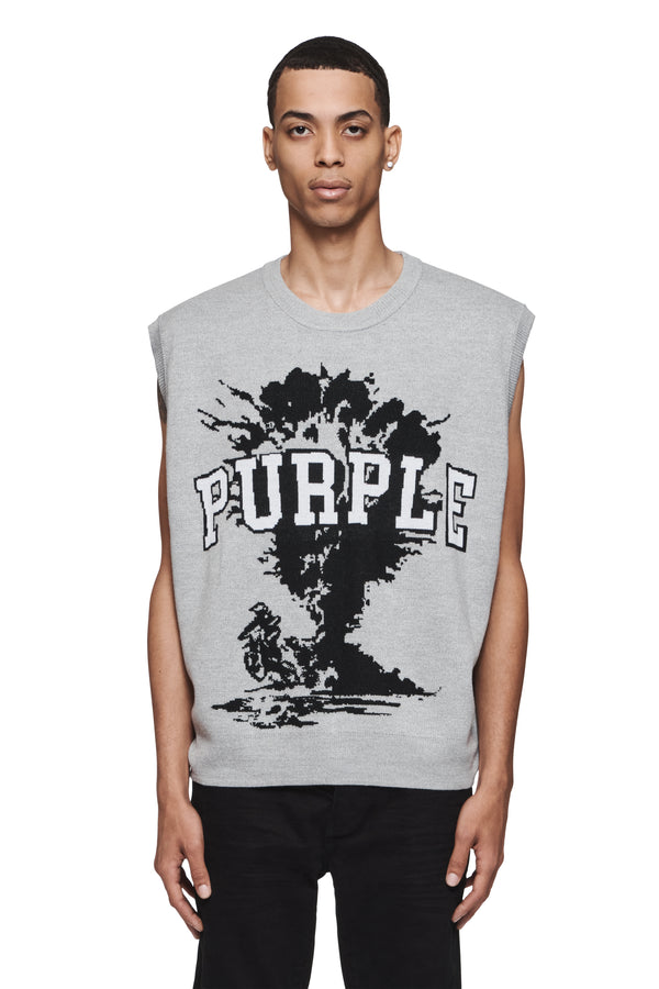 purple brand Sky High Wool Sweater Vest Heather Grey