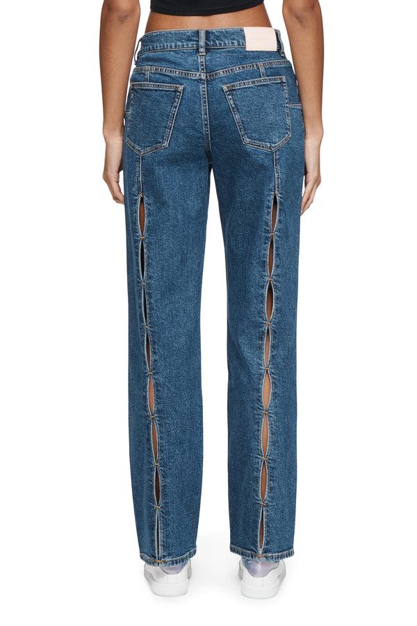 Purple Brand Slim Straight Back Cut Out Dark Indigo