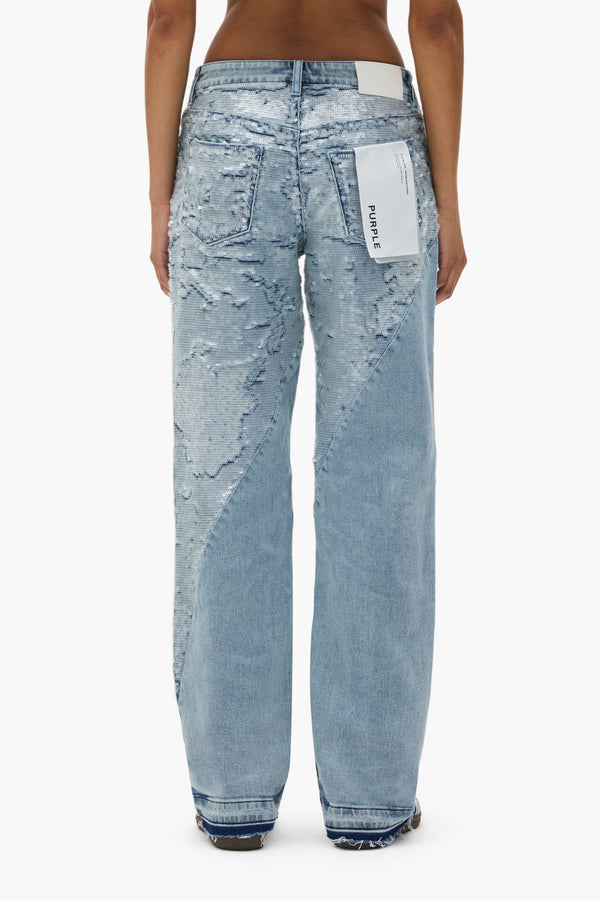 Purple Brand Slim Straight Split Sequin Light Indigo