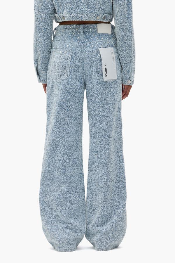 Purple Brand Wide Textured Pearl Cut Out Light Indigo