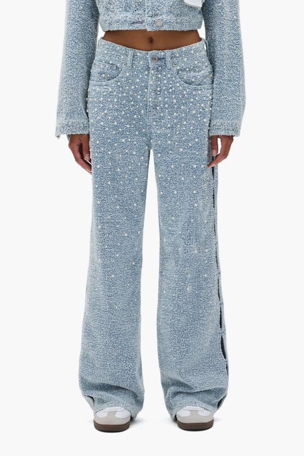 purple brand Wide Textured Pearl Cut Out Light Indigo