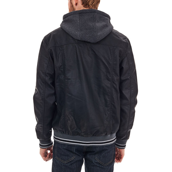 Px Los Angeles Bradley Vegan Leather Hooded Jacket Black
