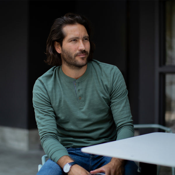 Px Los Angeles Clark Long Sleeve Henley Mystery Green