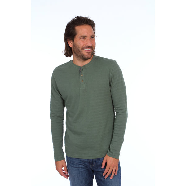 px los angeles Clark Long Sleeve Henley Mystery Green