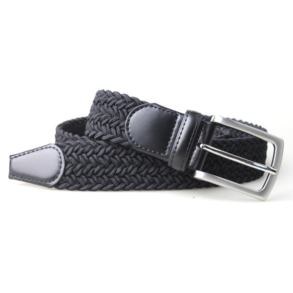 px los angeles Clyde 3.5 CM Woven Stretch Belt Black