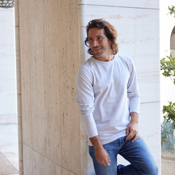 Px Los Angeles Daniel Long Sleeve Crew Neck Tee Oatmeal Heather