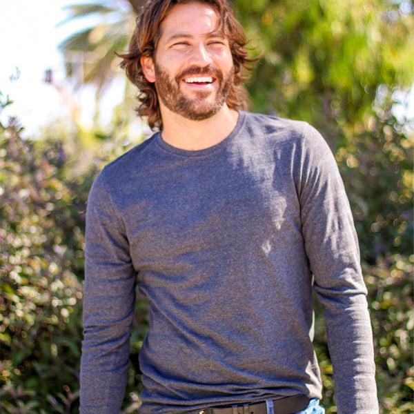 Px Los Angeles Devin Textured Long Sleeve Tee Charcoal Heather