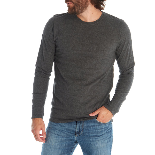 Px Los Angeles Devin Textured Long Sleeve Tee Charcoal Heather