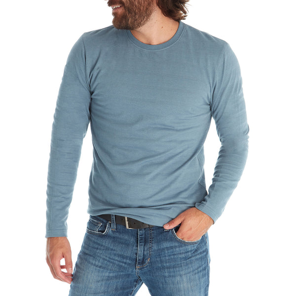 Px Los Angeles Devin Textured Long Sleeve Tee Dusty Blue