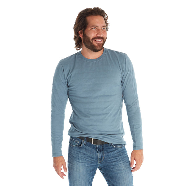 px los angeles Devin Textured Long Sleeve Tee Dusty Blue