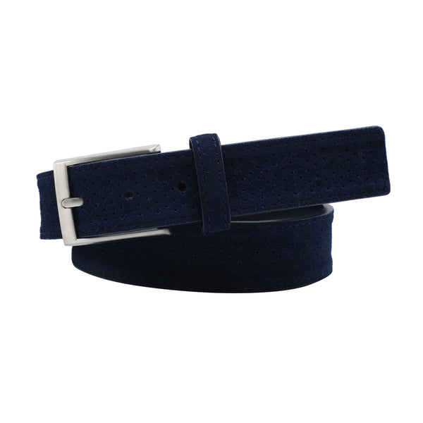Px Los Angeles Edwin Suede Leather 3.5 CM Belt NAVY