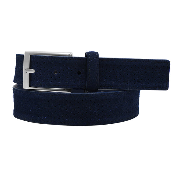 px los angeles Edwin Suede Leather 3.5 CM Belt NAVY