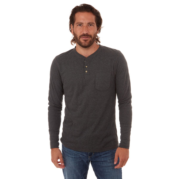 Px Los Angeles Harper Long Sleeve Henley Charcoal Heather