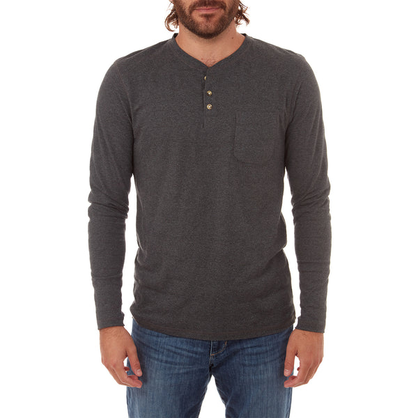 Px Los Angeles Harper Long Sleeve Henley Charcoal Heather