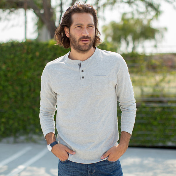 Px Los Angeles Harper Long Sleeve Henley Grey Heather
