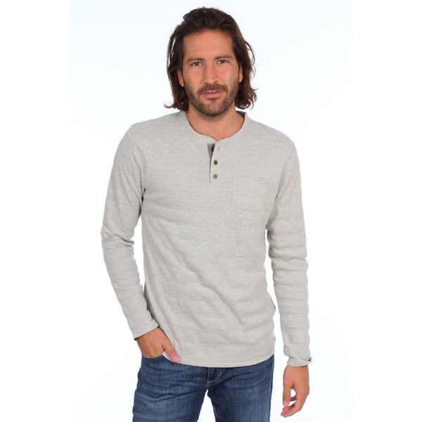 Px Los Angeles Harper Long Sleeve Henley Grey Heather