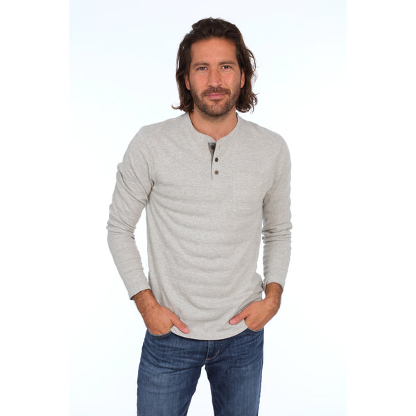 px los angeles Harper Long Sleeve Henley Grey Heather