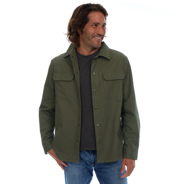 px los angeles Hassan Herringbone Work Shirt Dark Green