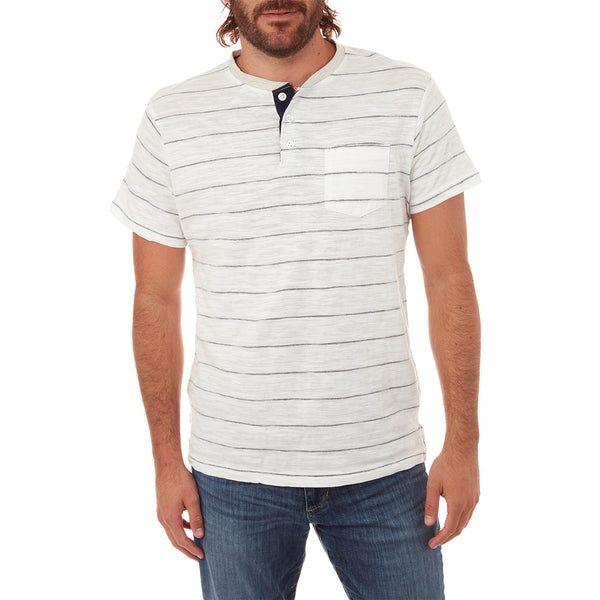 Px Los Angeles Josiah Jacquard Striped Henley Cream