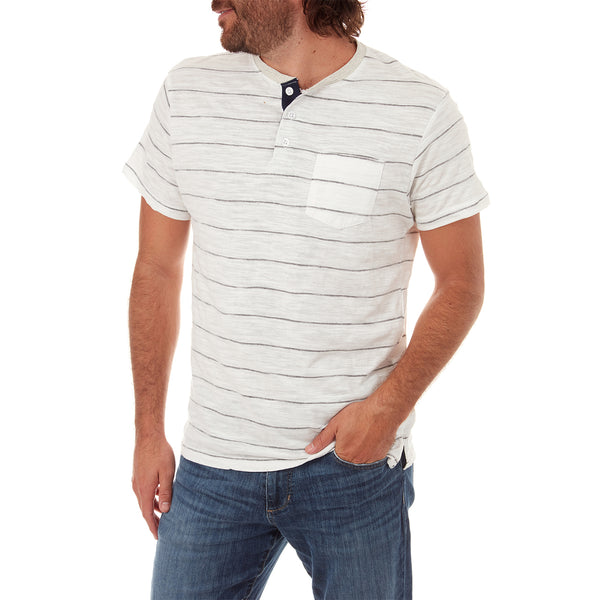 Px Los Angeles Josiah Jacquard Striped Henley Cream