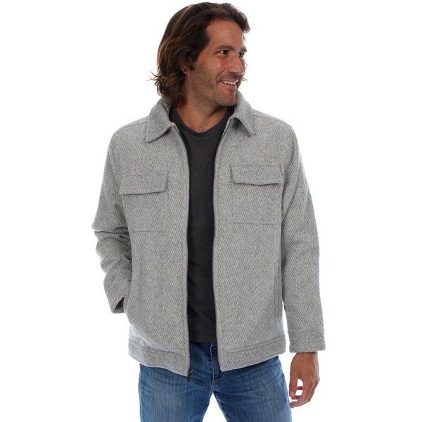 px los angeles Kane Textured Zip Up Jacket Light Grey