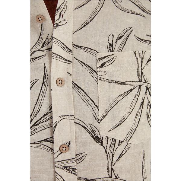 Px Los Angeles Kyle Printed Linen Cotton Shirt Sand