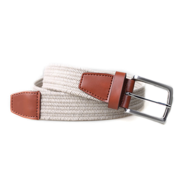 px los angeles Nolan 3.5 CM Woven Stretch Belt Beige