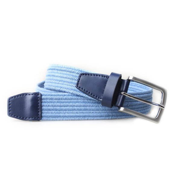 px los angeles Nolan 3.5 CM Woven Stretch Belt Light Blue