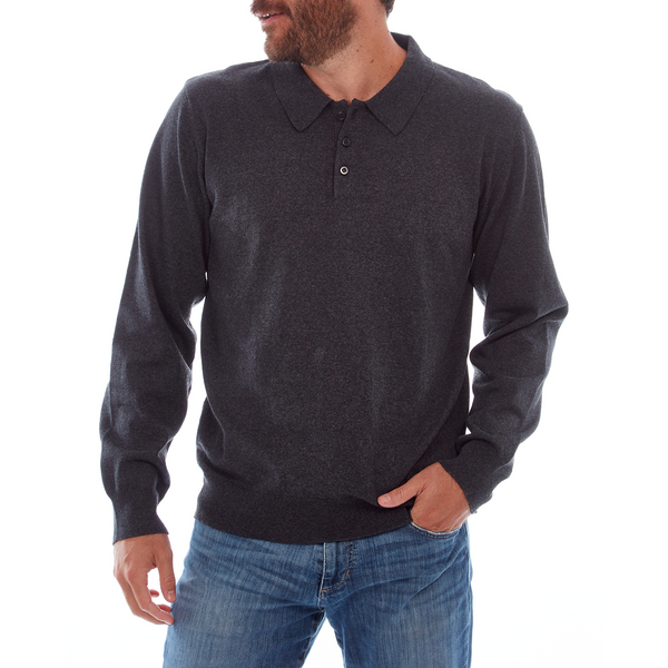Px Los Angeles Alec Long Sleeve Polo Charcoal