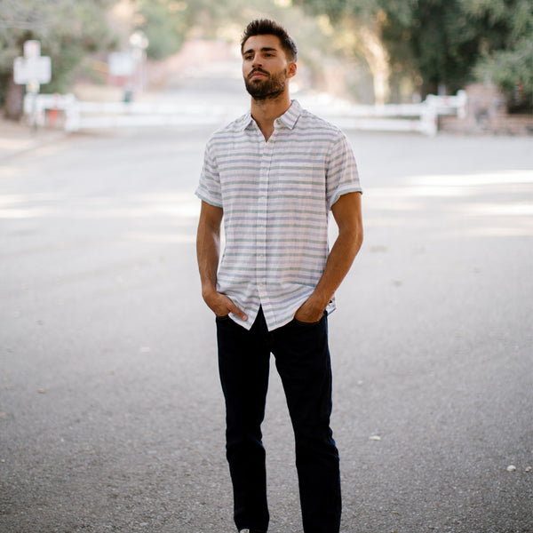 Px Los Angeles Conrad Linen Cotton Shirt Green