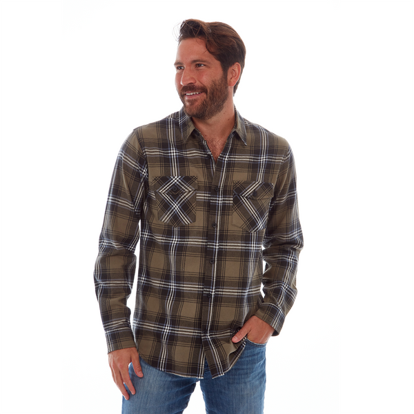 px los angeles Dennis Flannel Shirt Olive