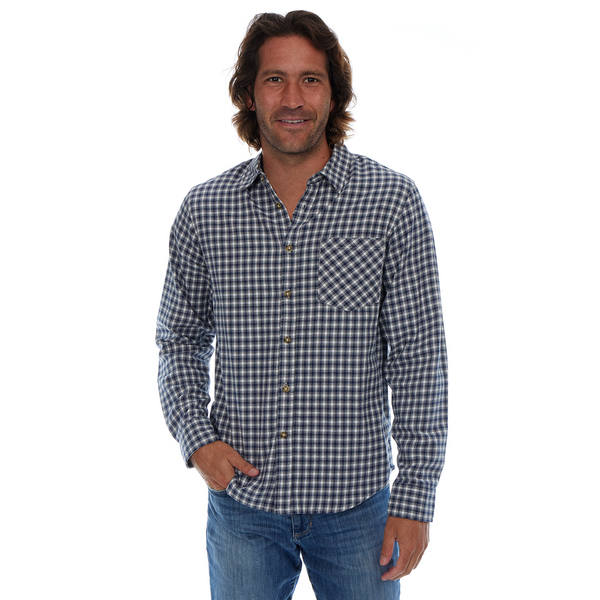 px los angeles Easton Flannel Shirt Navy