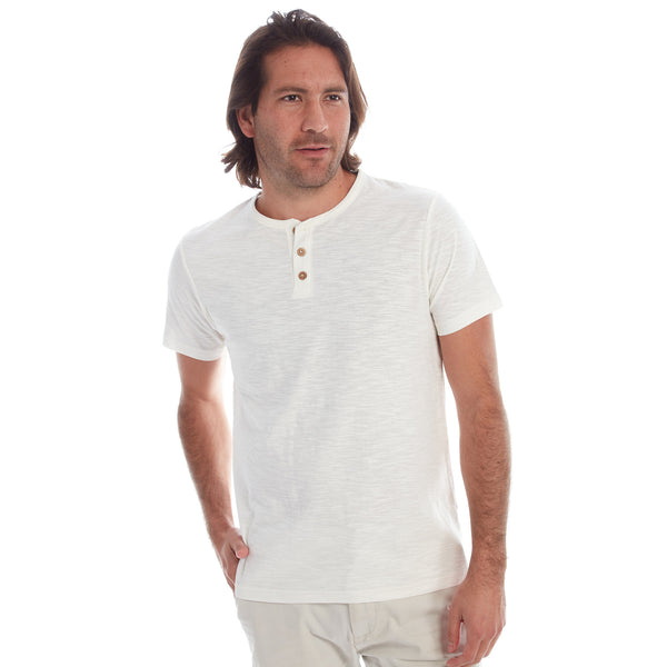 px los angeles Gabe Solid Slub Henley Cream